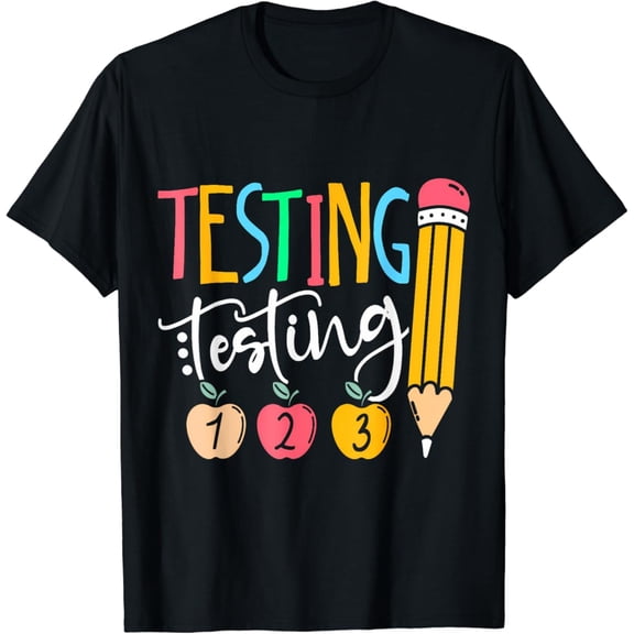 Gildan Testing Testing 123 Cute Rock The Test Day Teacher Student T-Shirt Gift for Men Women Unisex Tee