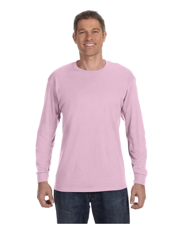 , The Adult Heavy Cottonâ„¢ 5.3 oz. Long-Sleeve T-Shirt - LIGHT PINK - M
