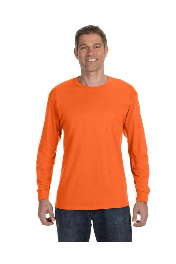 , The Adult Heavy Cottonâ„¢ 5.3 oz. Long-Sleeve T-Shirt - ORANGE - M