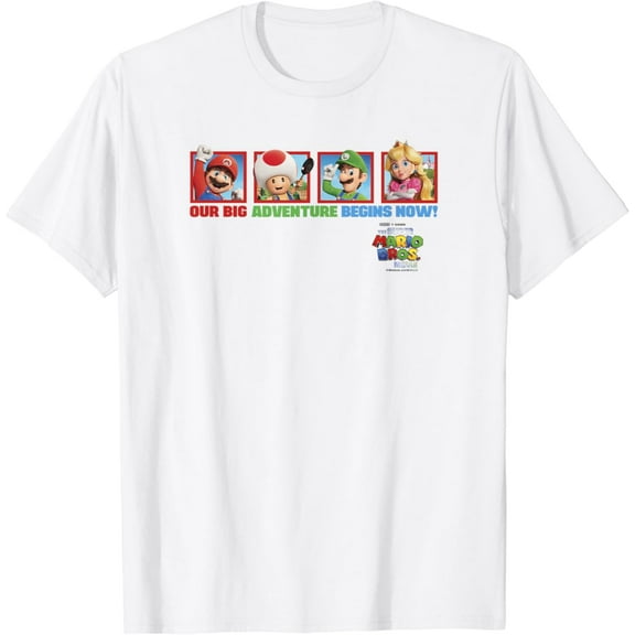 Gildan The Super Mario Bros. Movie Our Adventure Begins Box Panels T-Shirthot Trend Vintage Birrthday Gifts