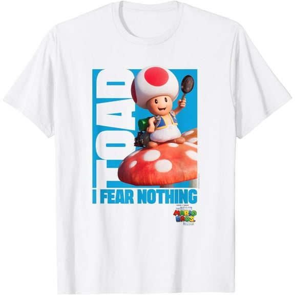 Gildan The Super Mario Bros. Movie Toad I Fear Nothing Poster T-ShirtHot Vintage Trending Tee - Birrthday gifts