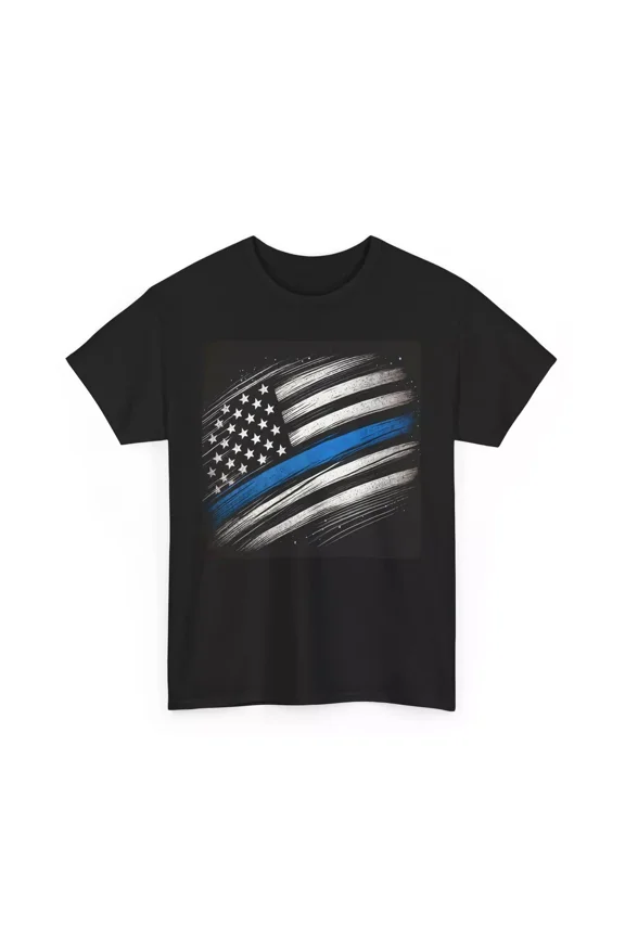 Thin Blue Line Heavy Cotton Tee, Support Law Enforcement Shirt, Tee Gift For Men Women Unisex Tee