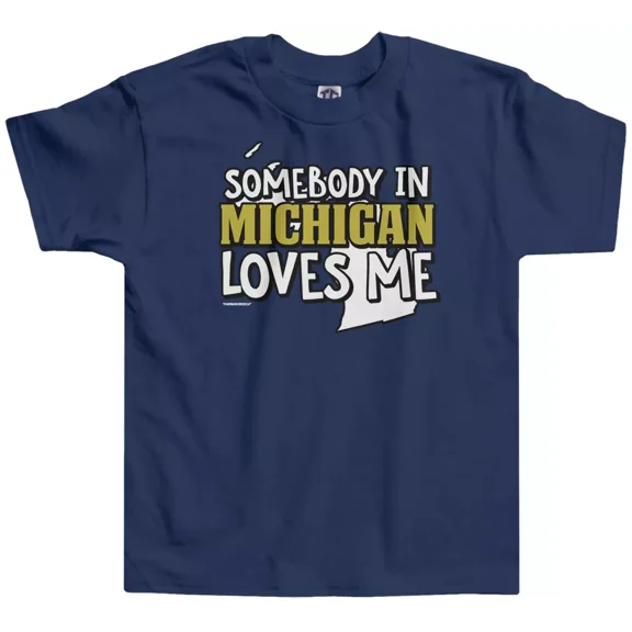 Gildan Threadrock Somebody In Michigan Loves Me Toddler T-shirt Wolverine State Gift for Men Women Unisex Tee