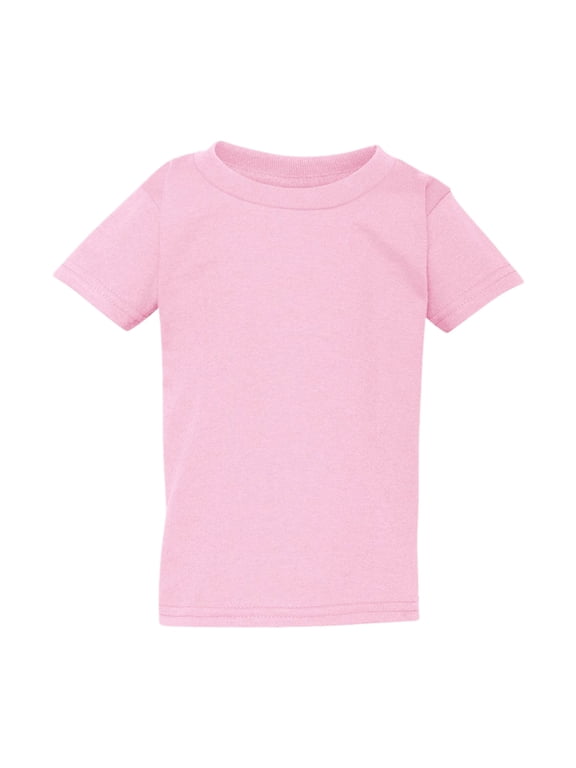 Toddler Heavy Cotton Crewneck T-Shirt Craft and DIY Short Sleeve Tee (Light Pink, 4T)