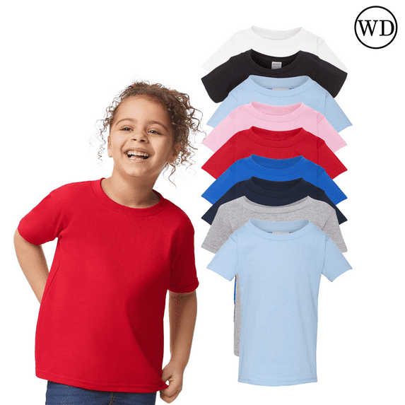 Gildan Toddler T-Shirt, Crewneck Classic Fit Heavy Cotton Comfortable Short Sleeve, Mix Colors, 9 Pack, 4T