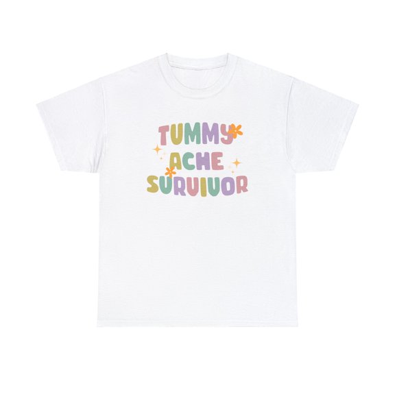 Gildan Tummy Ache Survivor T Shirt, Short Sleeve, Funny Anxiety Shirt