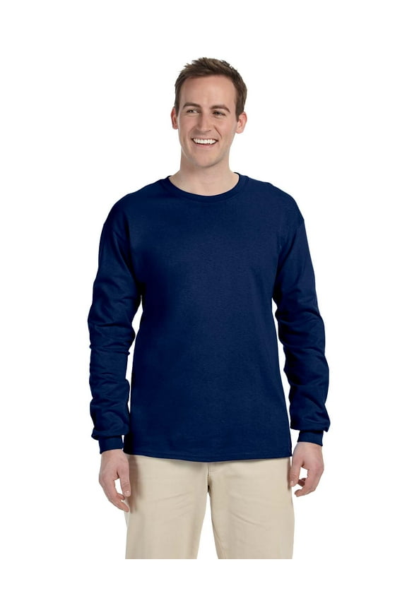 Ultra Cotton Adult Long Sleeve Tee , G240 , Navy , Large