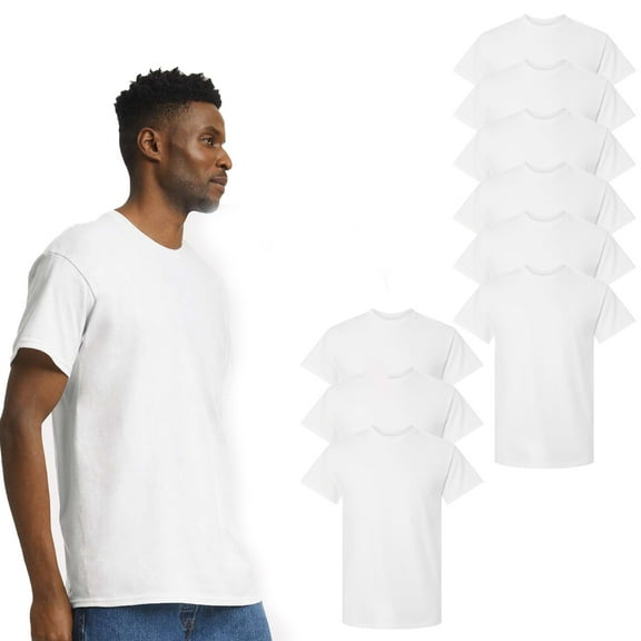 Gildan Ultra Cotton Crew Neck T-Shirt, Men's Short Sleeve Classic Fit Tee, White, Pack of 9, Size-M
