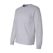 Gildan - Ultra Cotton Long Sleeve Pocket T-Shirt - 2410 - Sport Grey - Size XL