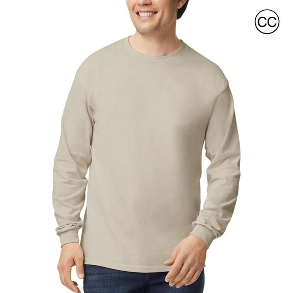 Gildan Ultra Cotton Long Sleeve T-Shirt for Men, Arts & Crafts, Comfortable 100% Cotton Tee, Sand, L