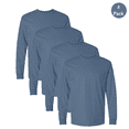 thumbnail image 1 of Gildan Ultra Cotton Men's Long Sleeve T-Shirt, Crew Neck Casual Blank Tee, Indigo Blue, 4-Pack, XL, 1 of 6