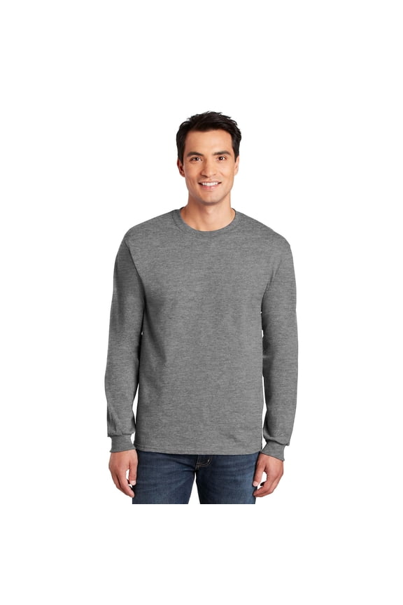 Ultra Cotton Men's Long Sleeve T-Shirt, Durable, Crewneck Classic Fit Tee, Sport Grey, XL