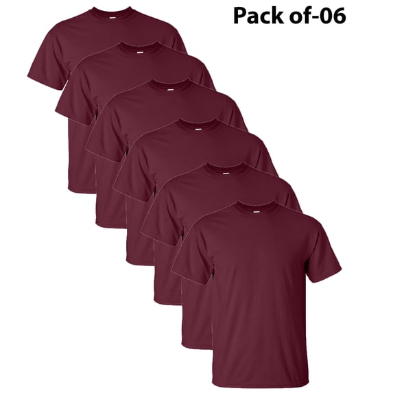 Gildan - Ultra Cotton Men’s Short Sleeve T-Shirt | 6 oz. 100% Cotton Comfortable Tee, Classic Fit Crew Neck T-Shirts, Pack Of - 6 Tees, Color Maroon | Size - 5XL