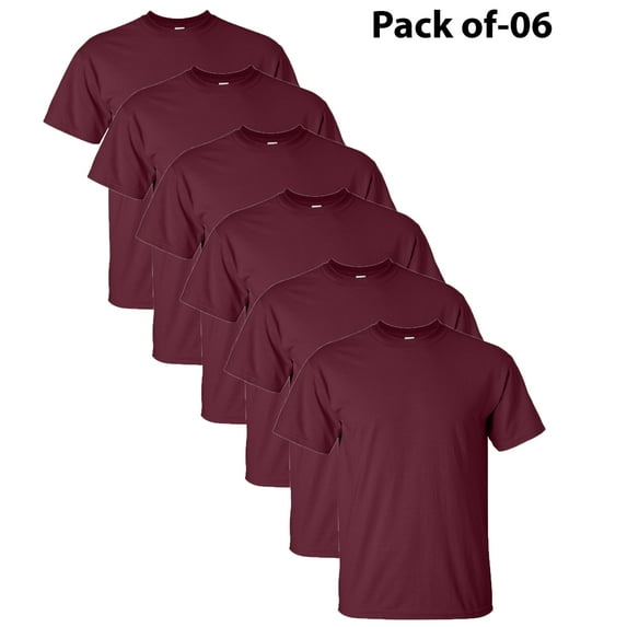Gildan - Ultra Cotton Men’s Short Sleeve T-Shirt | 6 oz. 100% Cotton Comfortable Tee, Classic Fit Crew Neck T-Shirts, Pack Of - 6 Tees, Color Maroon | Size - S