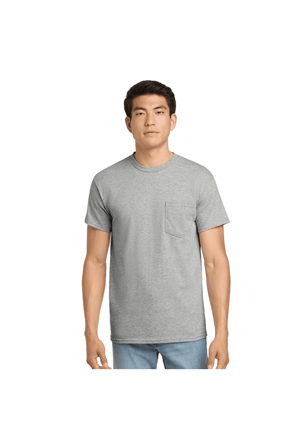 Ultra Cotton Pocket T-Shirt Men Short Sleeve Tee 6 oz Sport Grey - Size: M