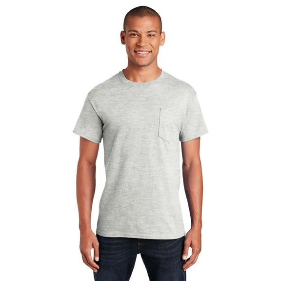 Gildan Ultra Cotton Pocket T-Shirt for Unisex GR23 Undershirts Lightweight Longer Length Crewneck Tee Ash, 3XL