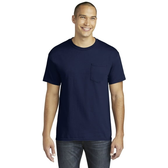Gildan Ultra Cotton Pocket T-Shirt for Unisex GR23 Undershirts Lightweight Longer Length Crewneck Tee Navy, 3XL