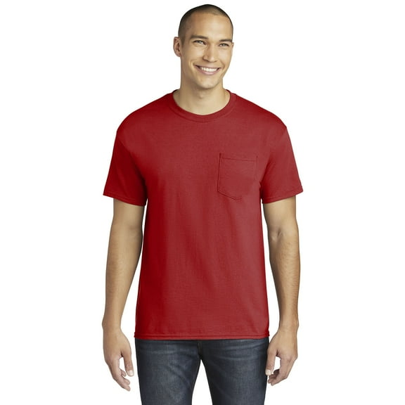Gildan Ultra Cotton Pocket T-Shirt for Unisex GR23 Undershirts Lightweight Longer Length Crewneck Tee Red, M