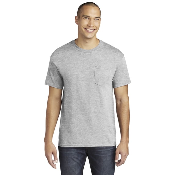 Gildan Ultra Cotton Pocket T-Shirt for Unisex GR23 Undershirts Lightweight Longer Length Crewneck Tee Sport Grey, M