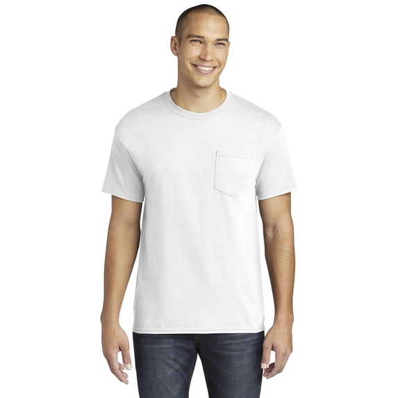 Gildan Ultra Cotton Pocket T-Shirt for Unisex GR23 Undershirts Lightweight Longer Length Crewneck Tee White, XL