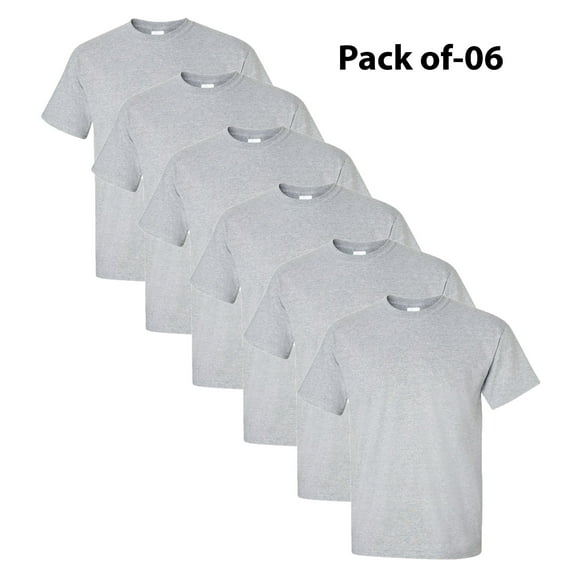 Gildan - Ultra Cotton Short Sleeve T-Shirt For Men | 6 oz. 100% Cotton Comfortable Tee, Classic fit Crewneck T-Shirts, Pack Of - 6 Tees, Color Sports Gray | Size - L