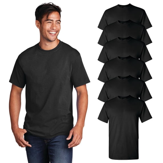 Gildan - Ultra Cotton Short Sleeve T-Shirt for men| Crew Neck, Classic Fit Tees | 100% Cotton Black Color 6 oz | Bulk Pack - 6, Size- 3XL