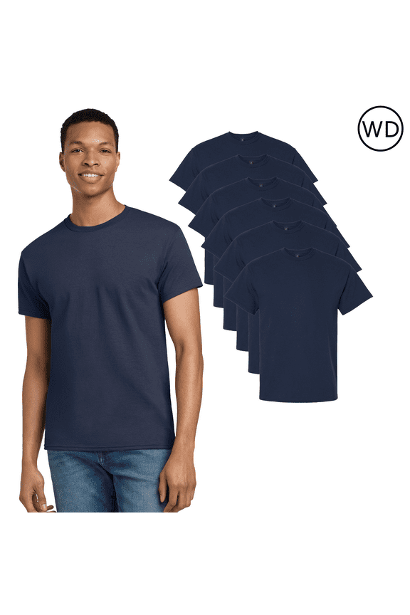 Ultra Cotton T-Shirt 2000, Short Sleeve T-shirt For Men, Solid Tee,100% Cotton, Navy, Pack of 6, XL