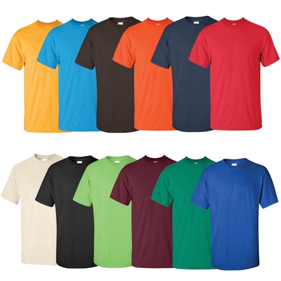 Gildan Cotton T Shirt for Men, Crew Neck Multi Colors | Short Sleeve, Pack 12 | Size – Medium