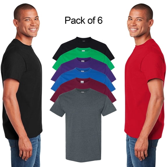 Gildan Ultra Cotton T-Shirt | Men Short Sleeve Shirt | Crew Neck Assorted Tee | 6 Pack Mix Color Bulk t-shirt, Size: 4XL