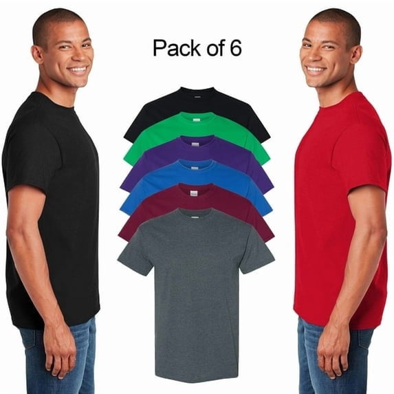 Gildan Ultra Cotton T-Shirt | Men Short Sleeve Shirt | Crew Neck Assorted Tee | 6 Pack Mix Color Bulk t-shirt, Size: S