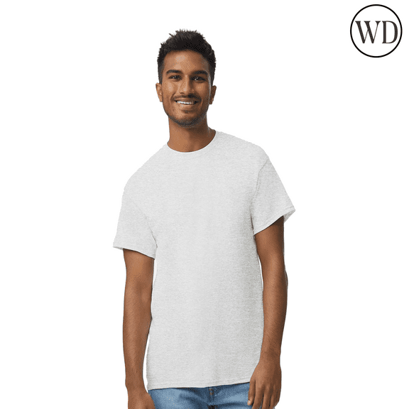Gildan Ultra Cotton T-Shirt for Adult Men’s Short Sleeve Ash Color Tee, Size L