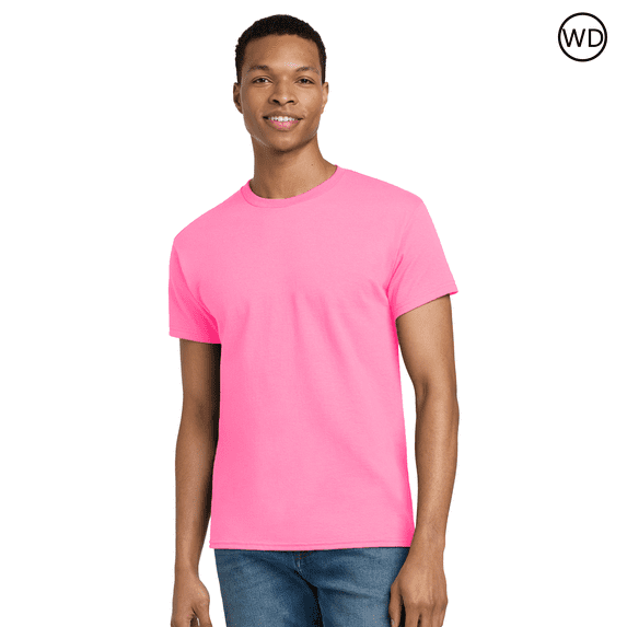 Gildan Ultra Cotton T-Shirt for Adult Men’s Short Sleeve Safety Pink Color Tee, Size 5XL