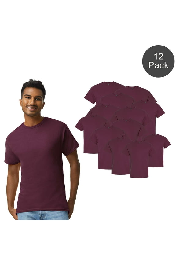 Ultra Cotton T-shirt, Men’s Short Sleeve Crew Neck, Softstyle Maroon Tee, 3XL, 12 Pack