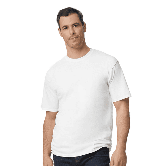 Gildan Ultra Cotton Tall T-Shirt, Men's Short Sleeve Crewneck Classic Shirt, White Tee, 3XLT