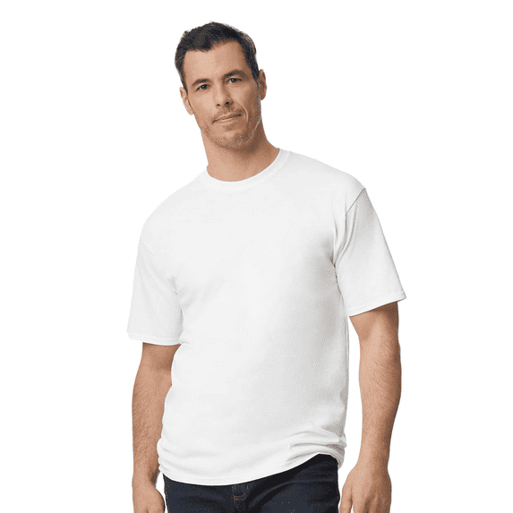 Gildan Ultra Cotton Tall T-Shirt, Men's Short Sleeve Crewneck Classic Shirt, White Tee, LT