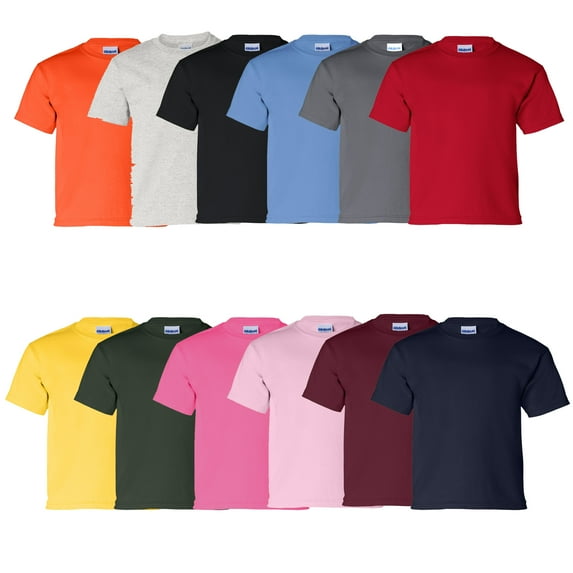 Gildan - Ultra Cotton Youth Short Sleeve T-Shirt | 6 oz, High-Density Fabric, Multi-Pack Kids' Tee, Assorted T-Shirts, Mixed Color Bulk- 12 Pack Tees | Size X-Large