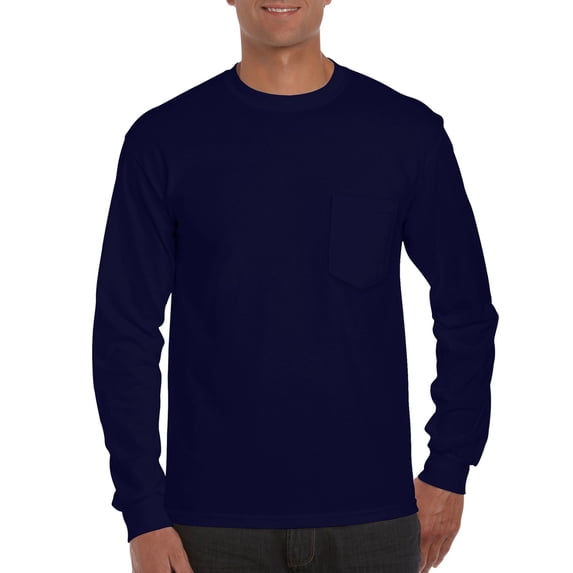 Gildan UltraCtn L/S Pkt T Navy