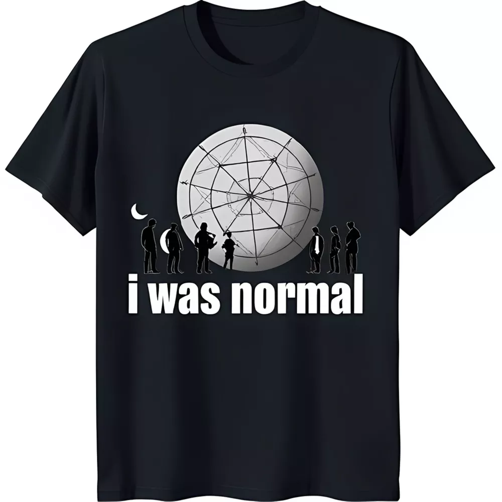 Webbed Sphere Gildan Unique Black T-Shirt with Webbed Sphere Graphic & 'I Was Normal ...