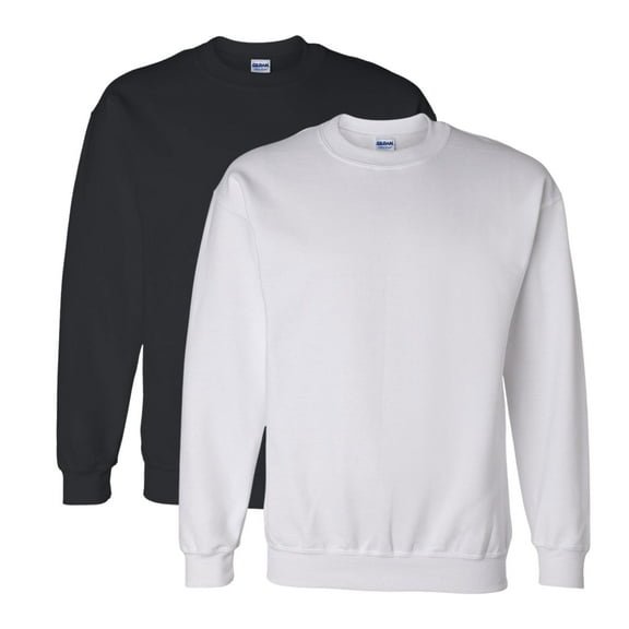 Gildan Unisex DryBlend Crewneck Sweatshirt, Long Sleeves Fleece Pullover 50/50 Cotton/Polyester Winter Sweater (Black White 2 Pack, XL)