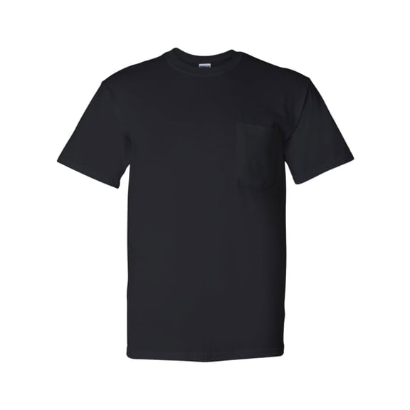 Gildan Unisex DryBlend Short Sleeve Pocket T-Shirt Crewneck Tees (Black , M)
