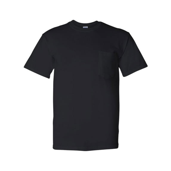 Gildan Unisex DryBlend Short Sleeve Pocket T-Shirt Crewneck Tees (Black , M)