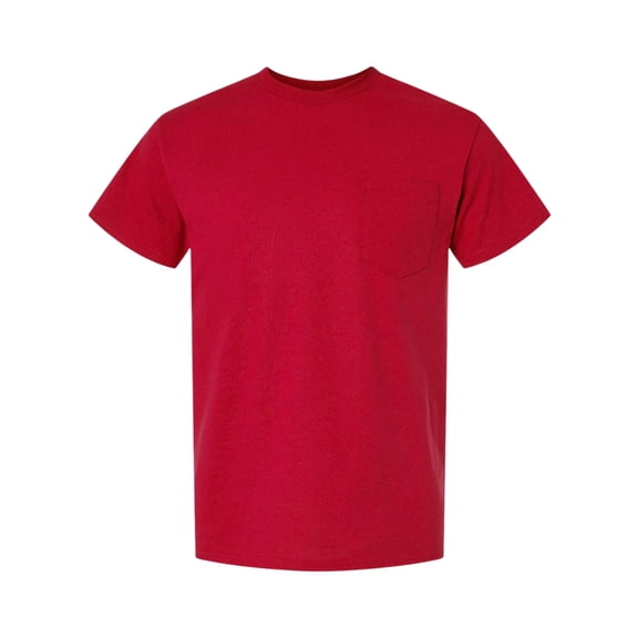 Gildan Unisex DryBlend Short Sleeve Pocket T-Shirt Crewneck Tees (Red , M)