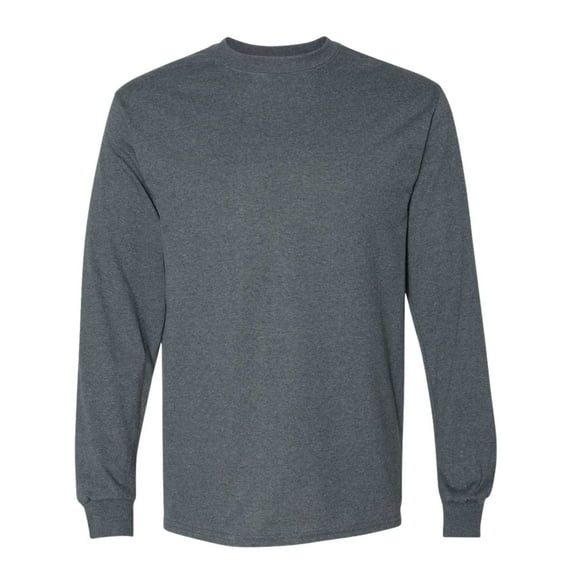 Gildan Unisex Dryblend Long Sleeve T-Shirt 50/50 Cotton/Polyester Durable Classic Fit Plain Tee (Dark-Heather, L)