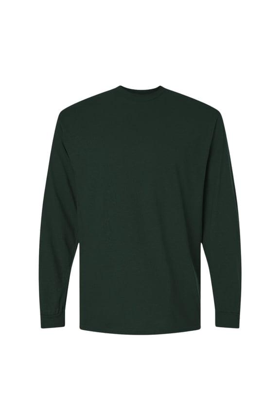 Unisex Dryblend Long Sleeve T-Shirt 50/50 Cotton/Polyester Durable Classic Fit Plain Tee (Forest-Green, L)