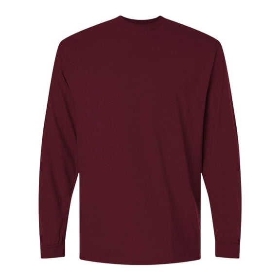 Gildan Men’s DryBlend Long Sleeve T-Shirt 50/50 Cotton Polyester Crewneck Classic Tee Shirt (Maroon , L)
