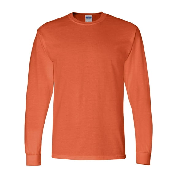 Gildan Unisex Dryblend Long Sleeve T-Shirt 50/50 Cotton/Polyester Durable Classic Fit Plain Tee (Orange, L)