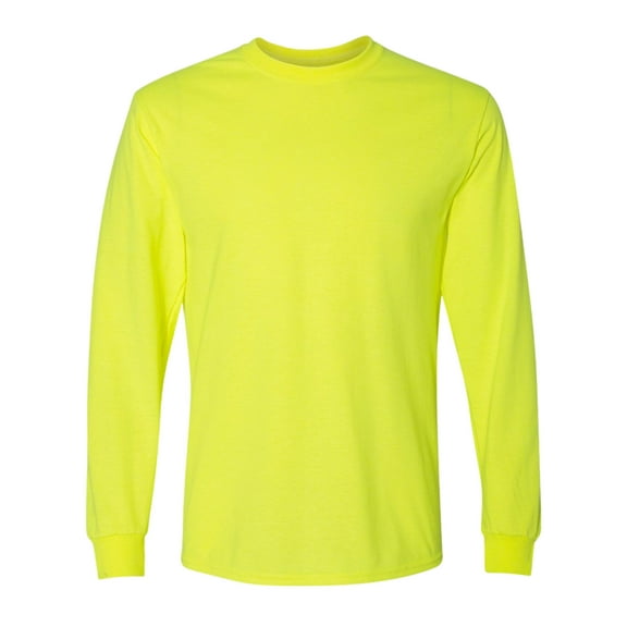 Gildan Unisex Dryblend Long Sleeve T-Shirt 50/50 Cotton/Polyester Durable Classic Fit Plain Tee (Safety-Green, M)