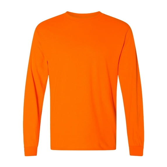 Gildan Unisex Dryblend Long Sleeve T-Shirt 50/50 Cotton/Polyester Durable Classic Fit Plain Tee (Safety-Orange, 2XL)