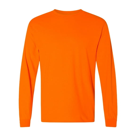 Gildan Unisex Dryblend Long Sleeve T-Shirt 50/50 Cotton/Polyester Durable Classic Fit Plain Tee (Safety-Orange, L)