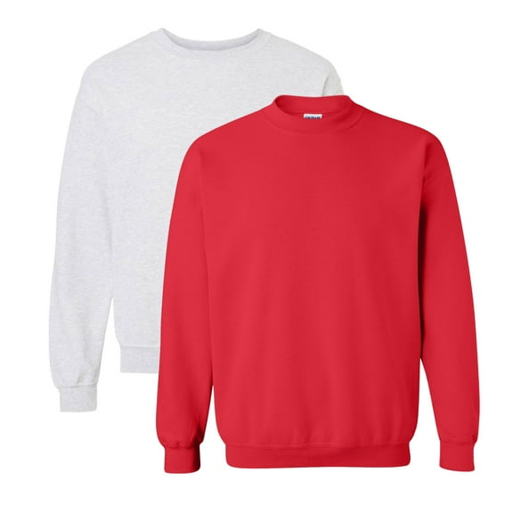 Gildan Unisex Heavy Blend Crewneck Sweatshirt, 50/50 Cotton/Polyester Pullover Long Sleeve Fleece Winter Sweater (Ash Red 2PCS, S)